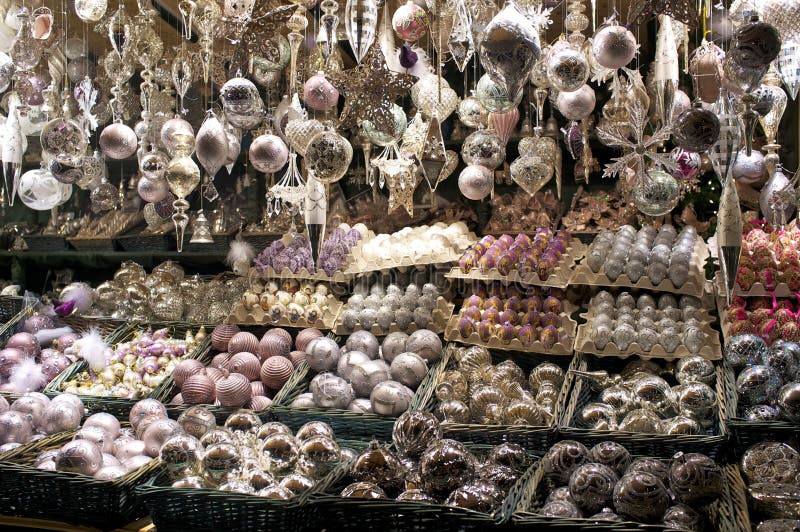 Christmas Decorations For Sale At Market Stock Image Christmas Decorations For Sale At Market Stock Image