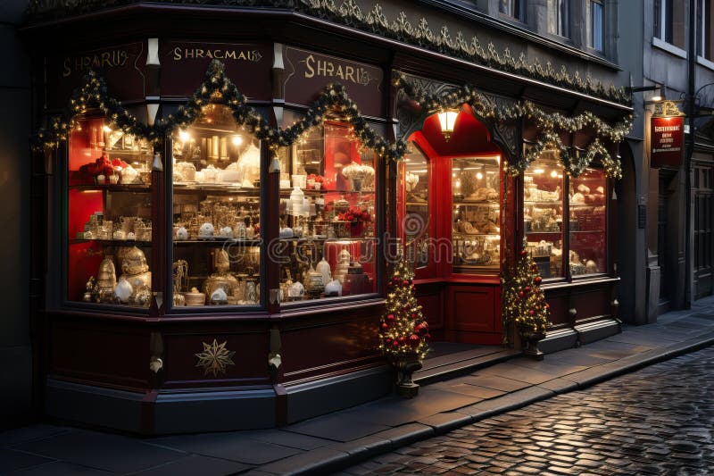 Christmas Decorations in Shops Near the Christmas Tree Stock Image
