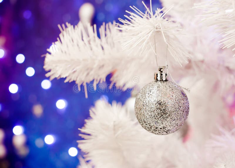 Christmas Decorations, Silver Ball Hanging on the Decorative Christmas