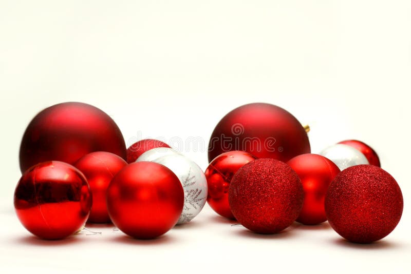 Christmas Decorative Bulbs Scattered and Isolated on White Background