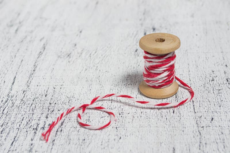 Christmas decorative red and white thread