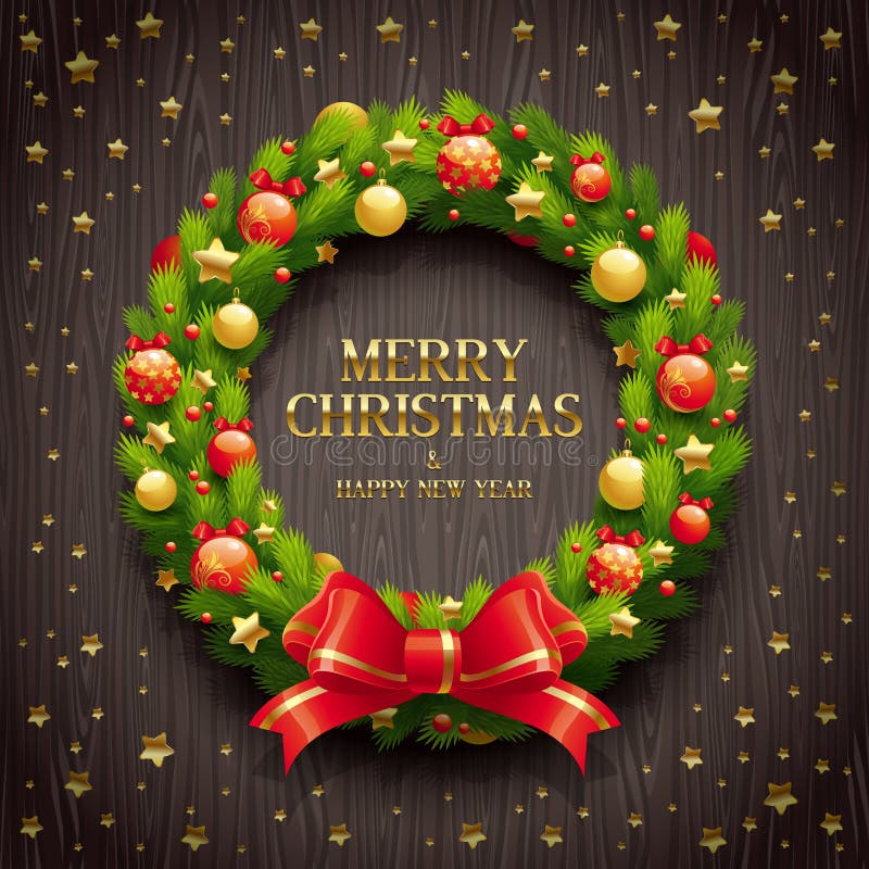 Christmas decorative wreath stock illustration