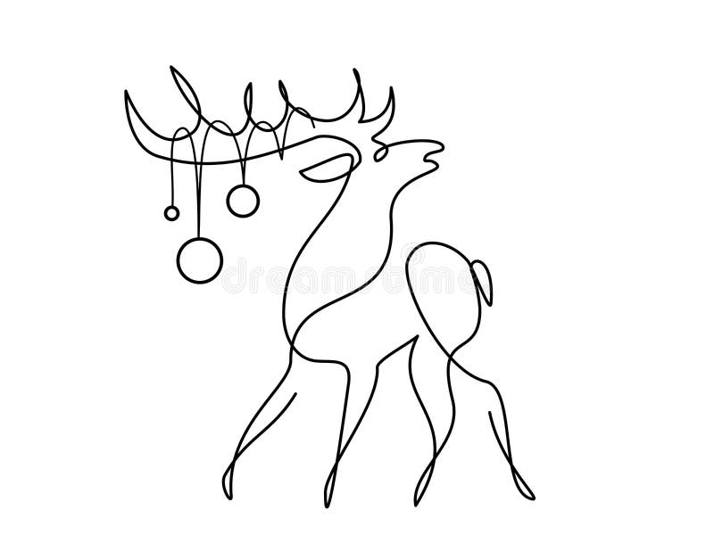 Christmas Deer Outline Composition Stock Illustration - Download Image Now  - Animal, Art, Black And White - iStock