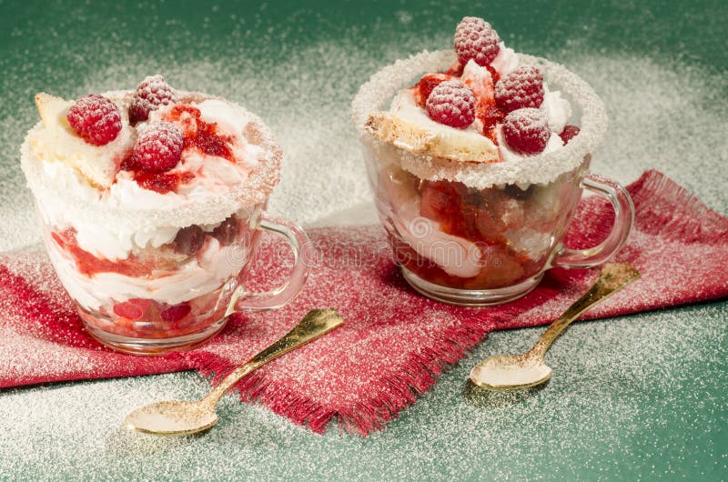 Christmas dessert in a glass with decoration