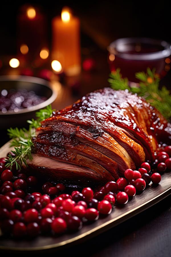 christmas-duck-roast-with-cranberry-sauce-ai-generative-stock