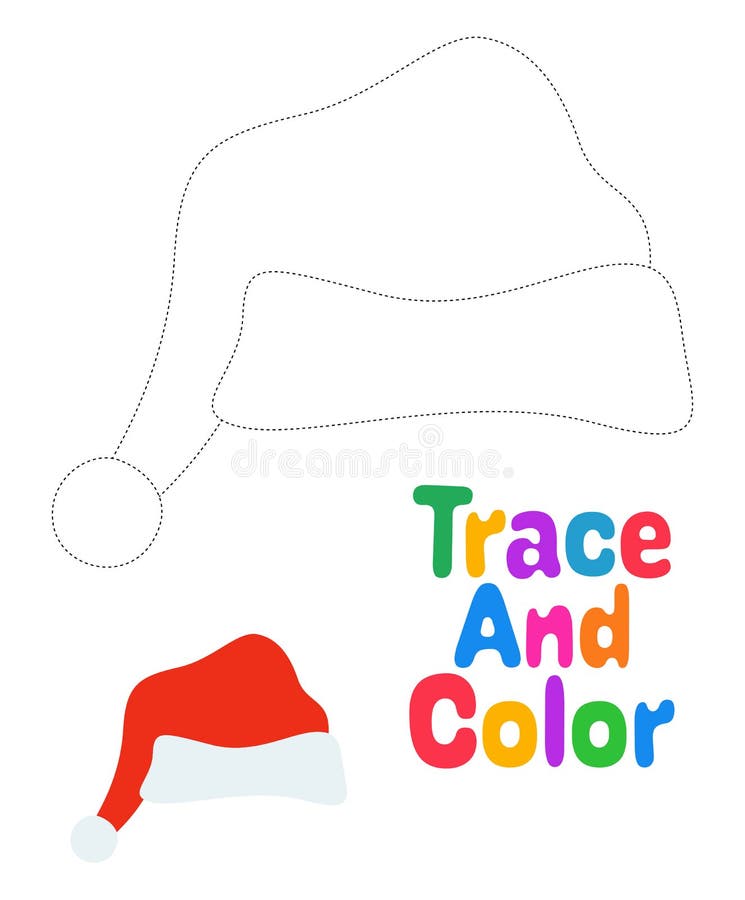 christmas-elf-hat-tracing-worksheet-for-kids-stock-vector