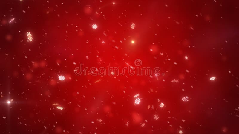 Christmas falling magic snow on a red background. Winter storm illustration with snowflakes.