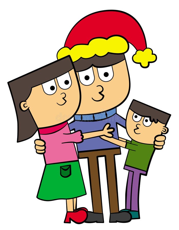 Christmas family hug