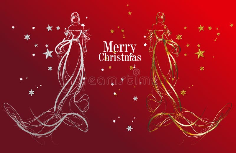 CHRISTMAS FASHION GIRLS. GREETINGS CARD