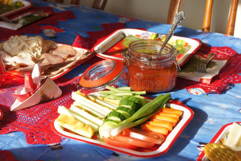Christmas Lunch Feast stock image. Image of family, setting 99236473