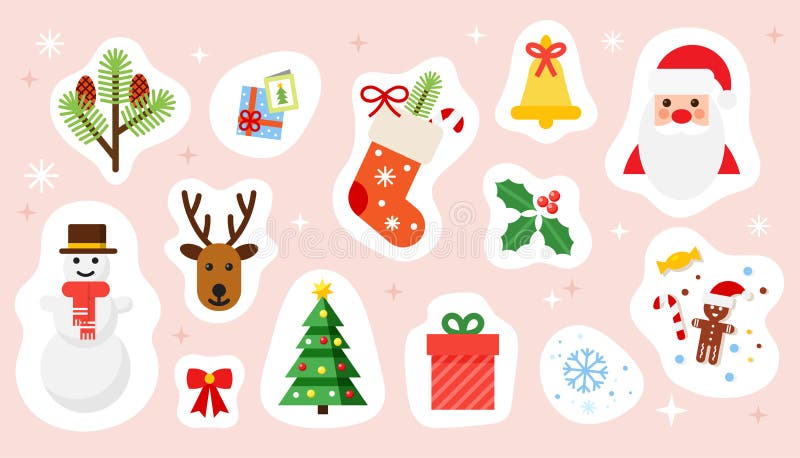 Set Cute Christmas Stickers Kawaii Vector Stock Vector (Royalty Free)  1591338682