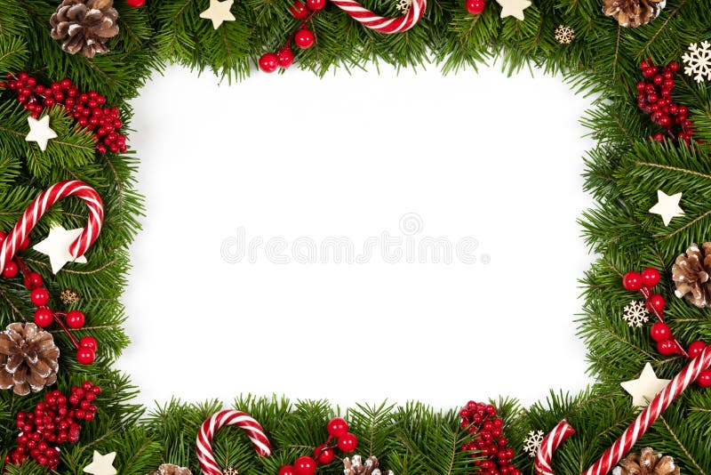 Christmas Frame of Tree Branches Stock Image Image of flat, cane