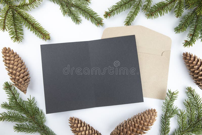 Christmas framework with evergreen fir tree. Holiday, invitation.