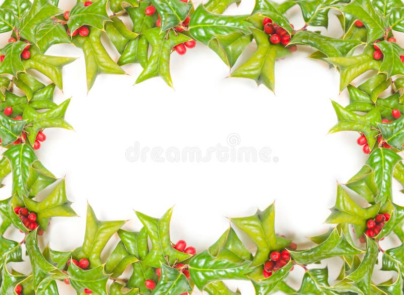 Christmas framework with holly berry isolated