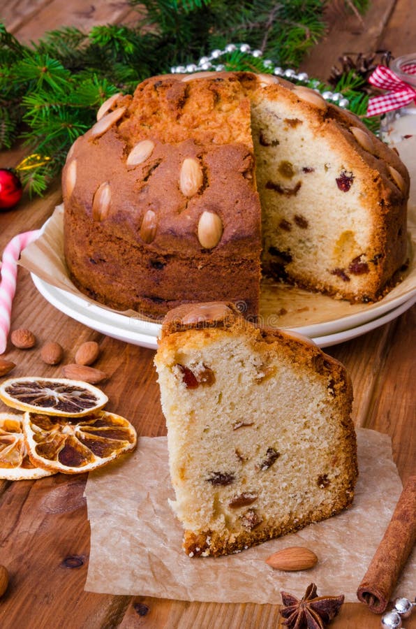 Christmas Fruit Cake with Dried Fruit and Almonds. Dundee Cake. Stock ...