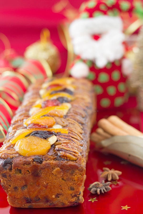 Christmas Fruitcake with Festive Decoration Stock Image Image of