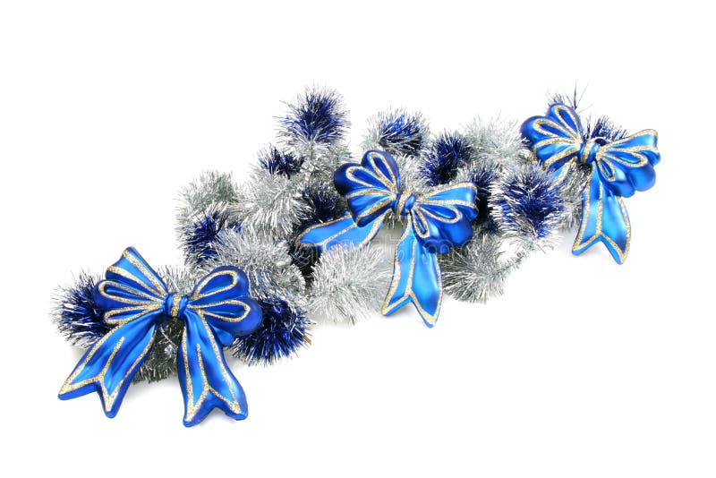 Christmas Garland With Blue Ribbons. Stock Image - Image of border ...