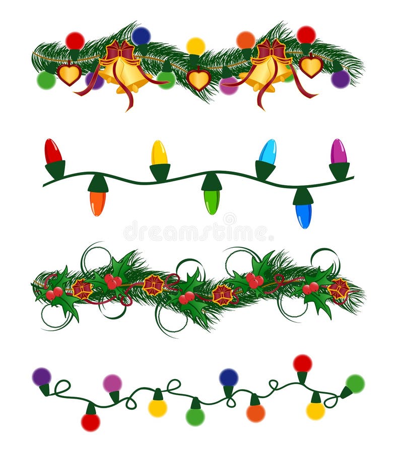 Christmas garlands set stock vector. Illustration of border 131701278