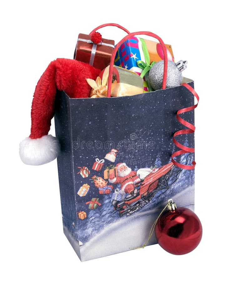 Christmas Gift Bag With Toys Stock Photo Image of arrangement, group