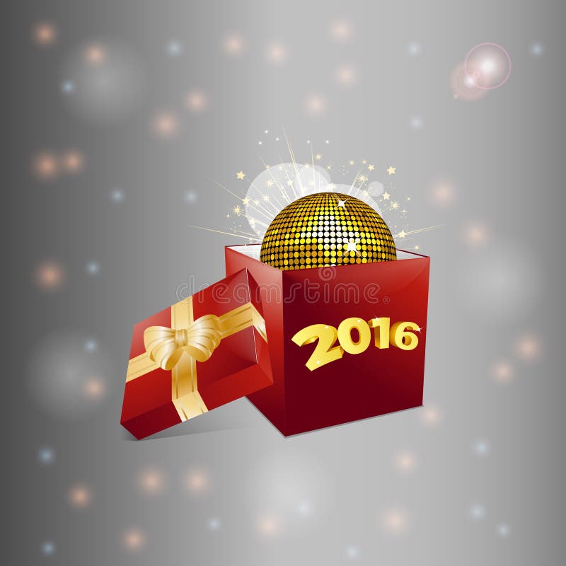 Christmas Gift Box and Disco Ball Background Stock Illustration