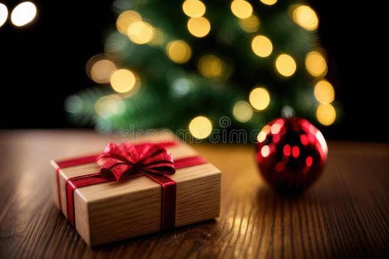 Christmas gift box, food decor and fir tree branc royalty free illustration