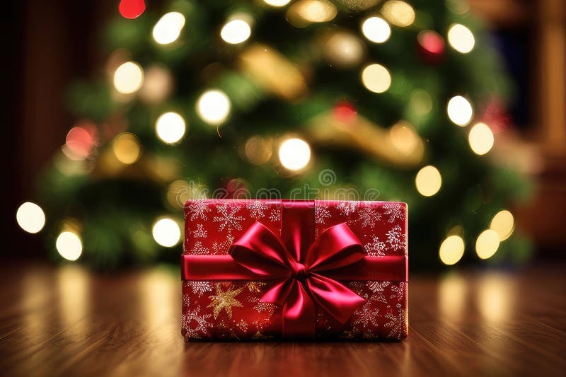 Christmas gift box, food decor and fir tree branc royalty free illustration