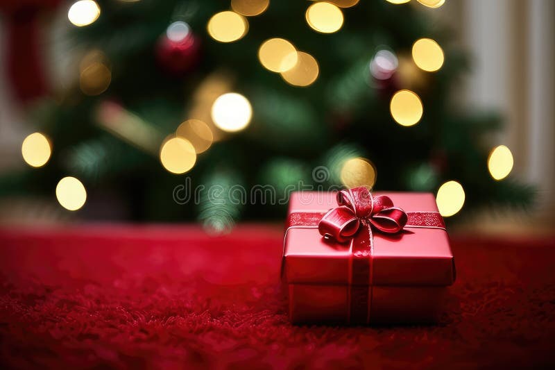 Christmas gift box, food decor and fir tree branc stock illustration