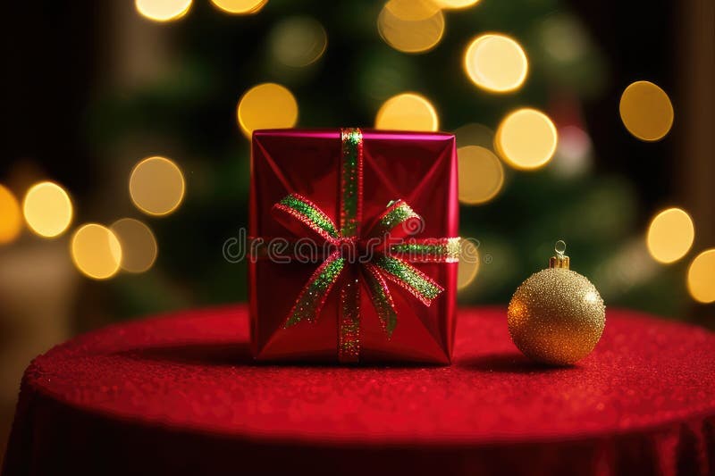 Christmas gift box, food decor and fir tree branc royalty free illustration