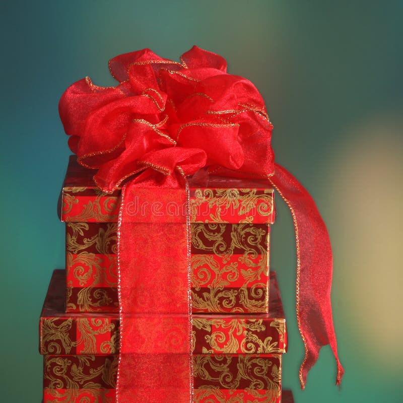 Christmas gift boxes with a holiday background