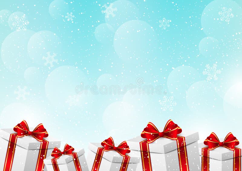 Christmas gift boxes on winter background