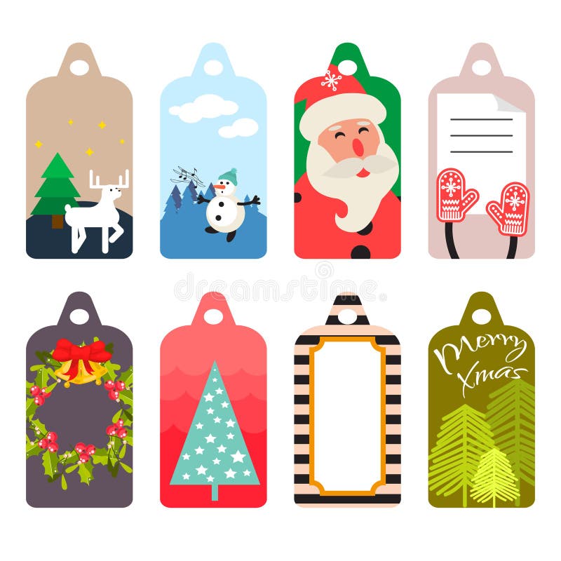 Christmas Gift Tag Vector Set. Stock Vector Illustration of santa