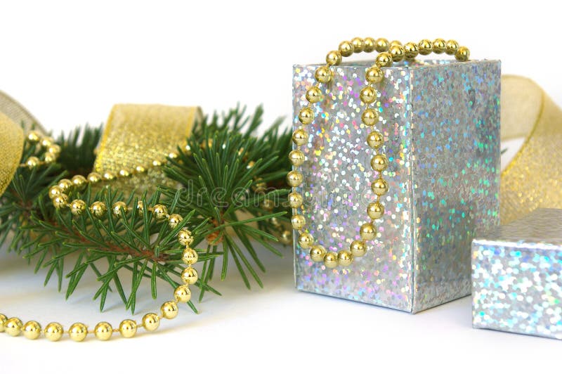 Christmas gift on white stock photo. Image of december 7274432