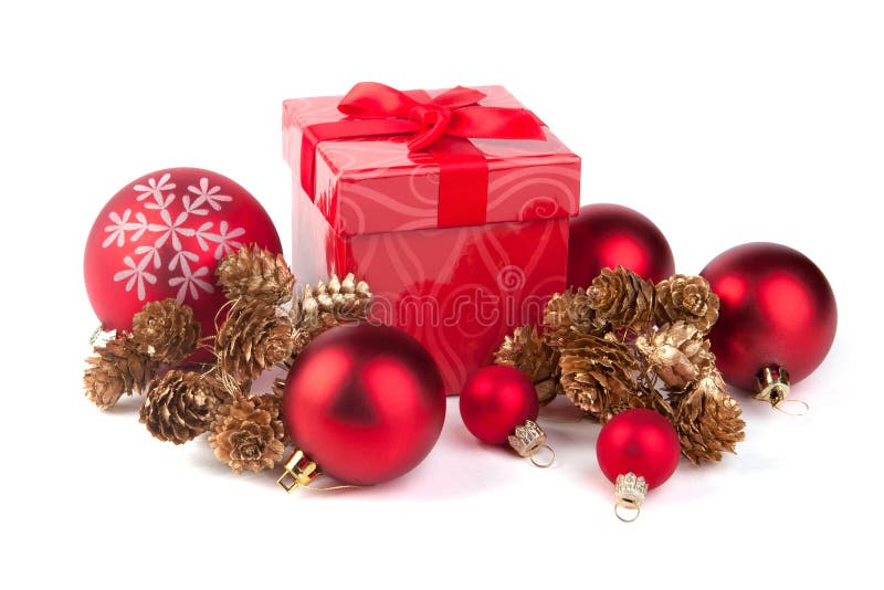 Christmas Gift On A White Background Stock Image - Image of xmas, ball ...