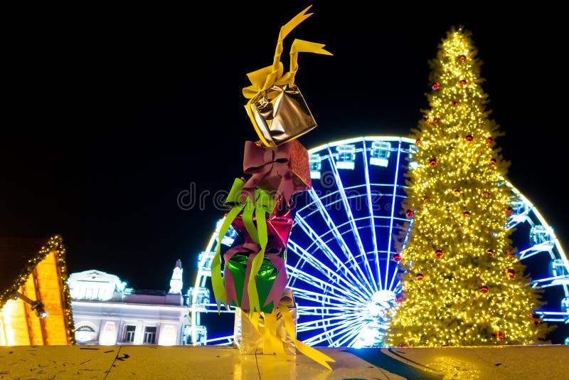 Christmas Gifts in Boxes. Gift Pyramid Stock Image Image of present