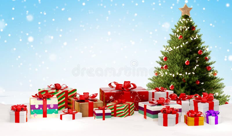 Christmas gifts festive packages 3d-illustration stock illustration