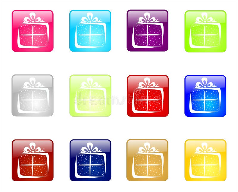 Christmas gifts icons stock illustration. Illustration of color - 33997776