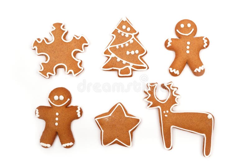 Christmas Ginger and Honey cookies on isolated white