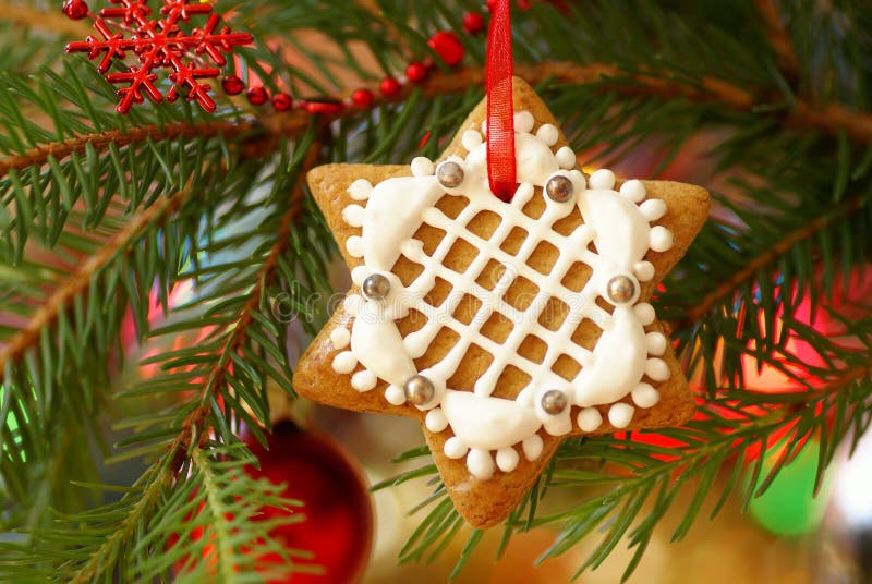 Christmas gingerbread decoration stock photo