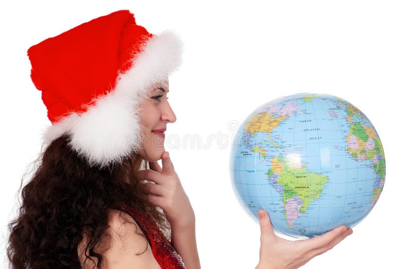 Christmas girl with globe