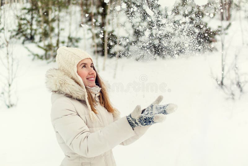 Christmas Girl Outdoor Portrait. Woman in Winter Clothes Stock Image ...