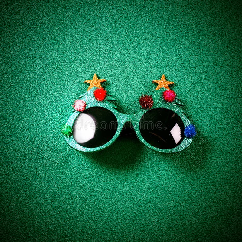 Christmas glasses that decoration with Christmas tree and red ba