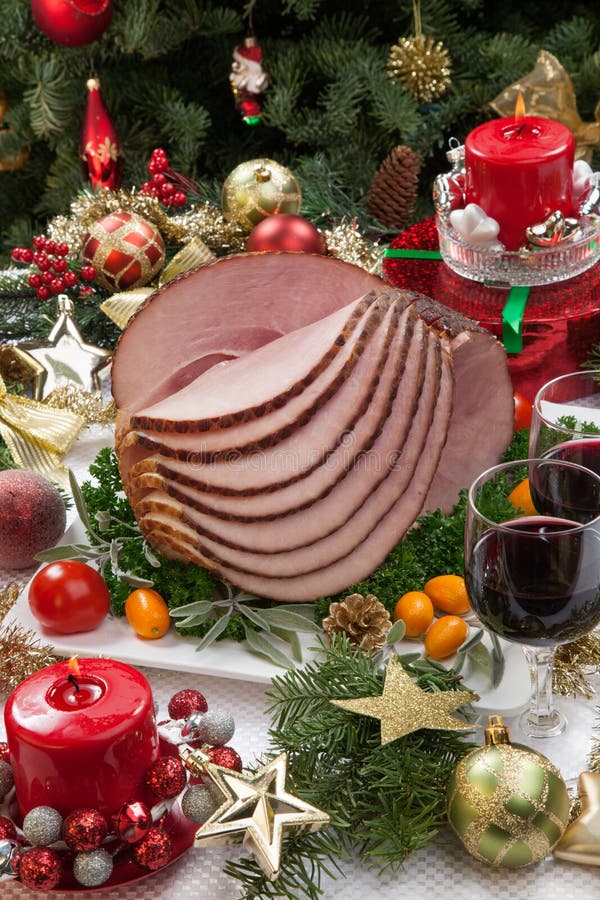 Christmas Glazed Ham stock photo. Image of arrangement - 44545002
