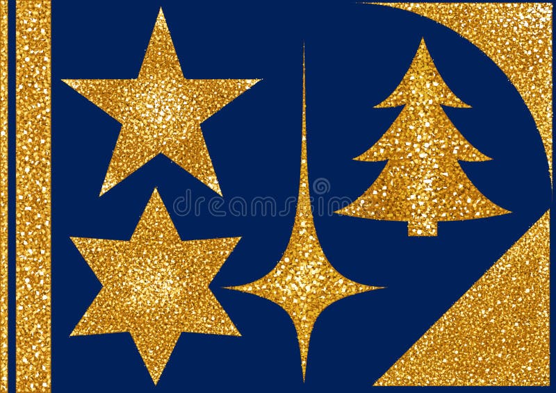 Christmas Glitter Elements on Blue Background Stock Vector