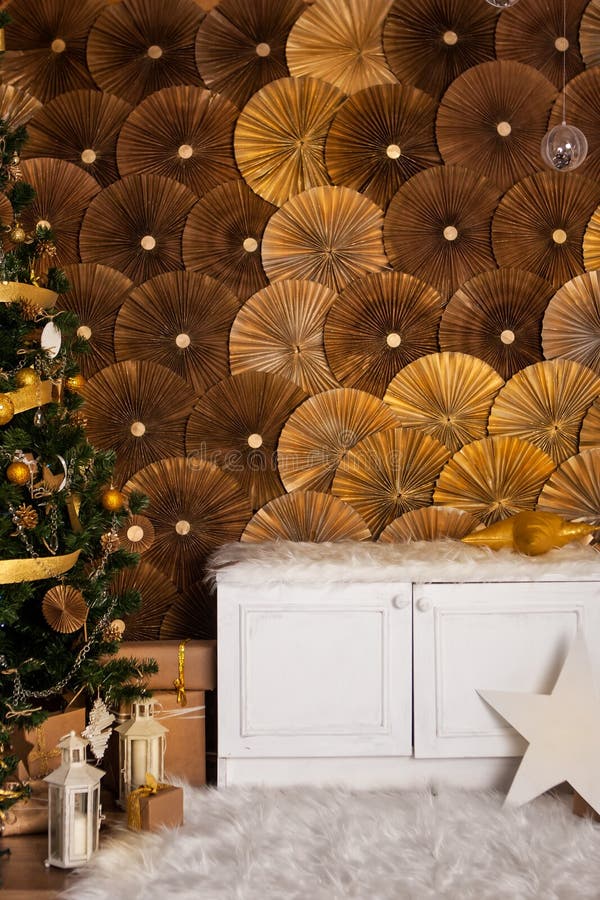 Christmas gold and white decorations