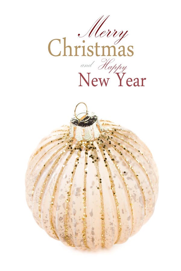 Christmas Golden ball isolated on white background, festive dec royalty free stock photos Christmas Golden ball isolated on white background, festive dec royalty free stock photos