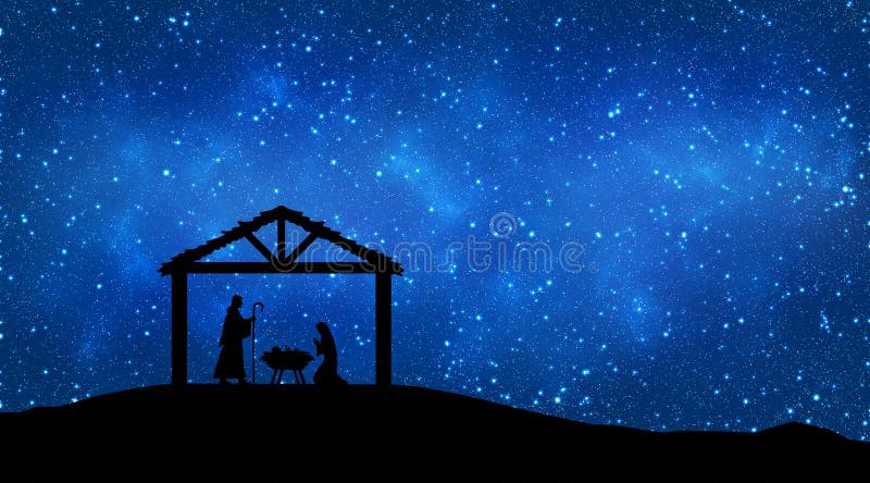 YEELE 12x8ft Nativity Christmas Scene Backdrop Purple Starry Sky in The Dessert Photography Background Xmas Party Decor Jesus Religious Belief Church Pictures Photobooth Props Digital Wallpaper 