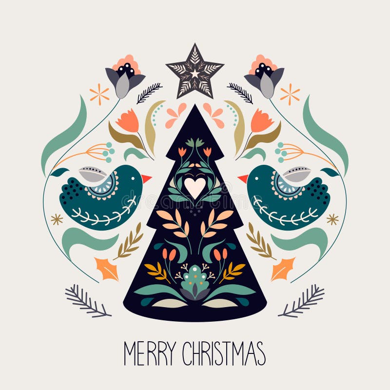 Christmas greeting card with scandinavian traditional elements vector illustration Christmas greeting card with scandinavian traditional elements vector illustration