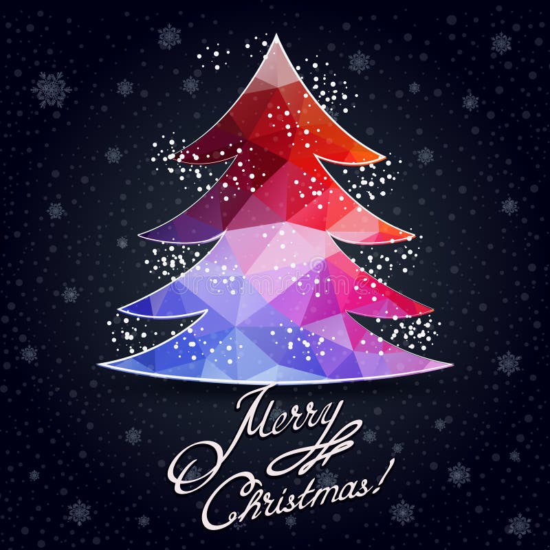 Christmas greeting card with decorative tree from