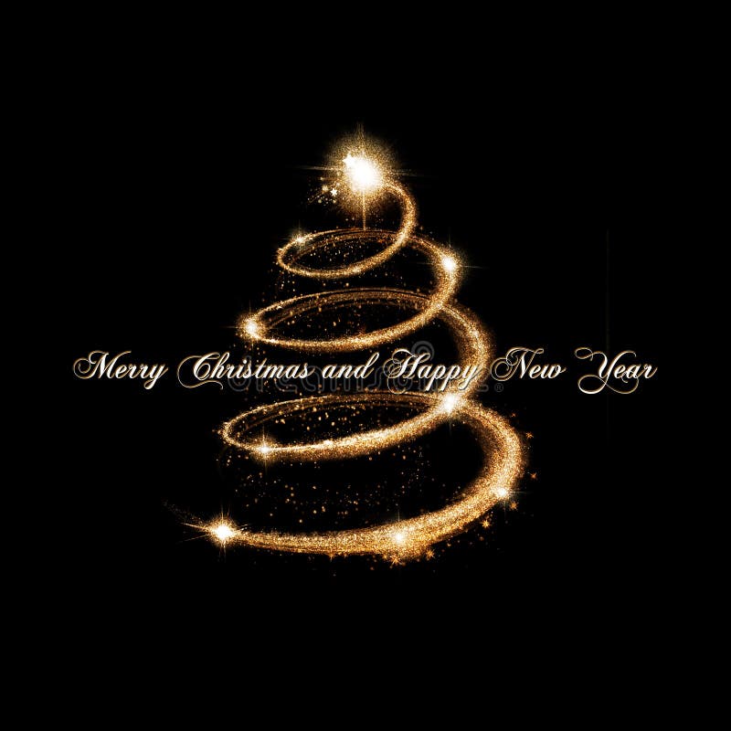 Elegant Gold Glitter Christmas Tree Greeting Card Stock Illustration ...