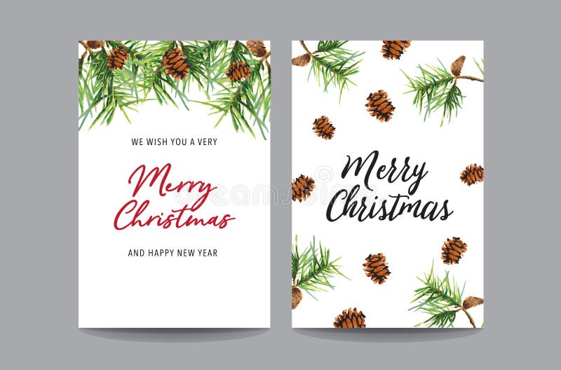 Christmas greeting card watercolor set on white background. Merry Christmas card. Vector Illustration royalty free illustration Christmas greeting card watercolor set on white background. Merry Christmas card. Vector Illustration royalty free illustration